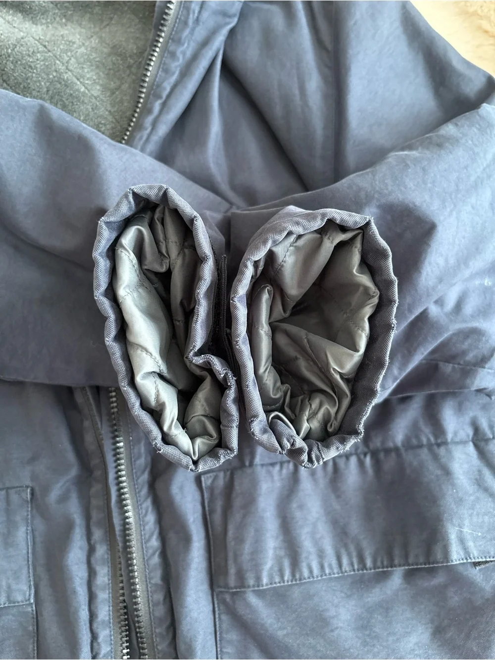 Vintage 90’s J.Crew Navy Fleece Lined Barn Parka Jacket Medium Gorpcore Utility